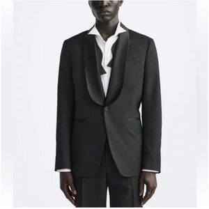 Nwt Zara Man tuxedo Classic Black Men's Blazer. Satin collar